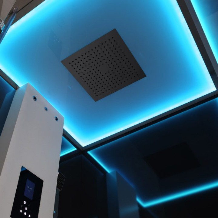 Parní sprchový box EAGO AWT LD208F15 s sprchovou vaničkou bílý 90×90 p