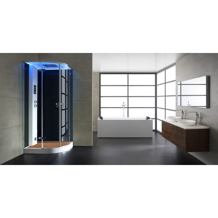 Parní sprchový box EAGO AWT LD210F15 s sprchovou vaničkou černý 90×90