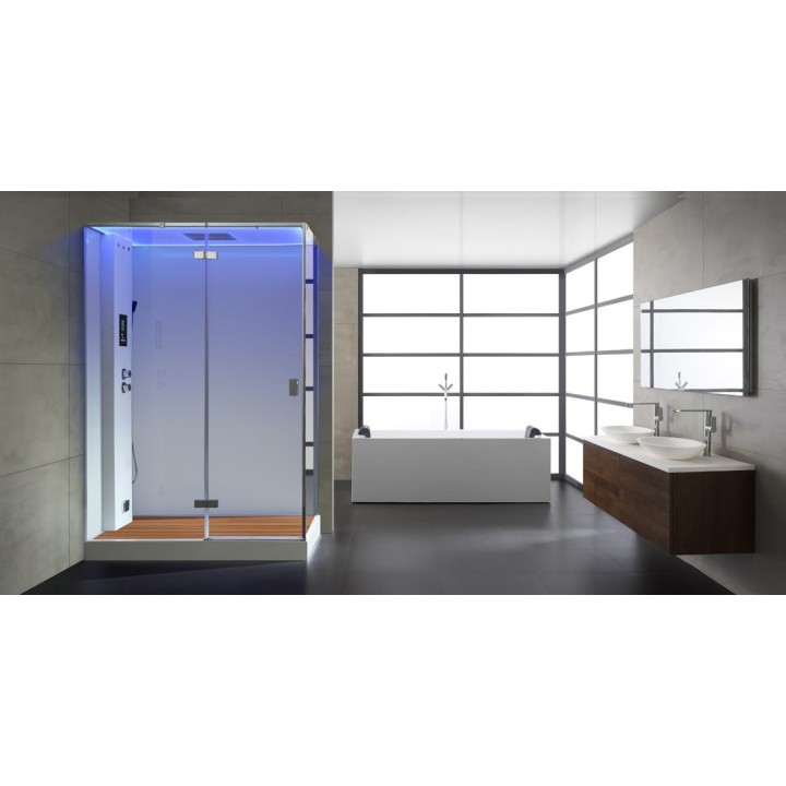 Parní sprchový box EAGO AWT LD211F15 s sprchovou vaničkou bílý 150×90 