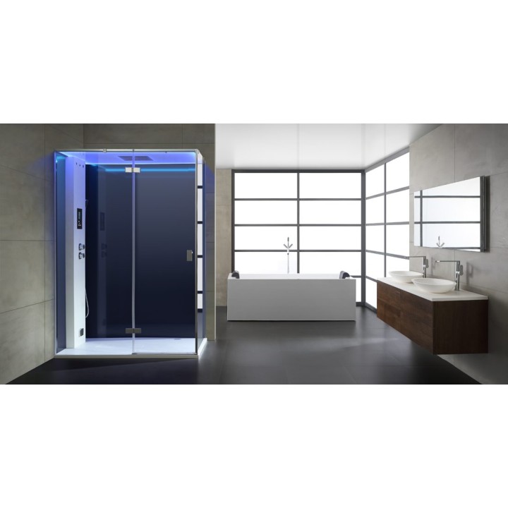 Parní sprchový box EAGO AWT LD211F15 černý 150×90 levé provedení