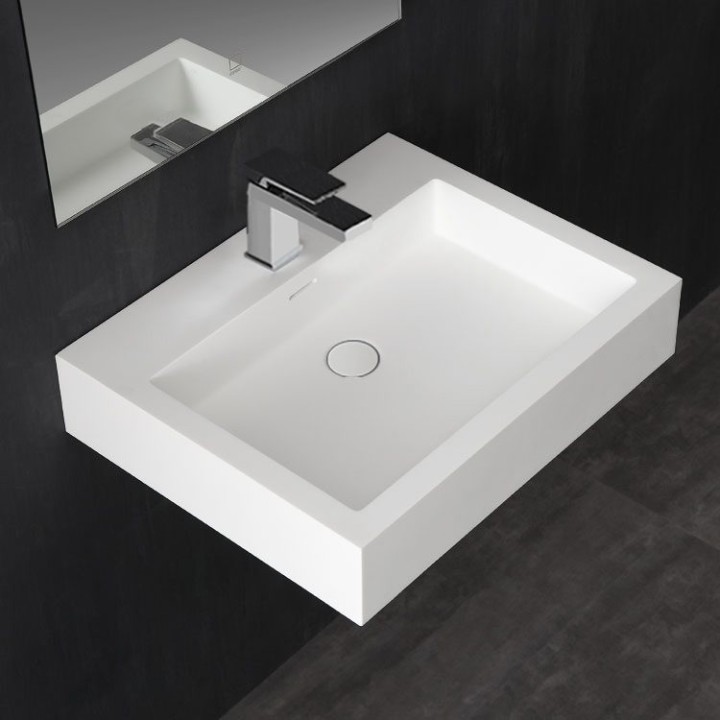 Umyvadlo StoneArt LP4506 z minerálního kamene bílé 60×48 matné