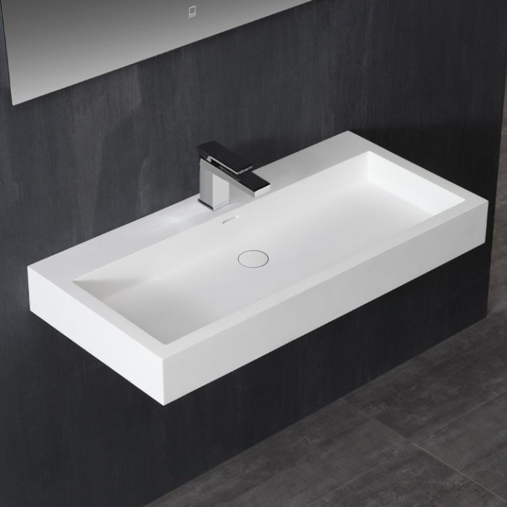 Umyvadlo StoneArt LP4510 z minerálního kamene bílé 100×48 matné