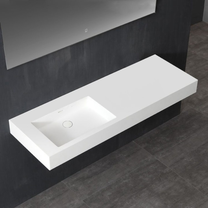 Umyvadlo StoneArt LP4514-0L z minerálního kamene bílé 140×48 lesklé