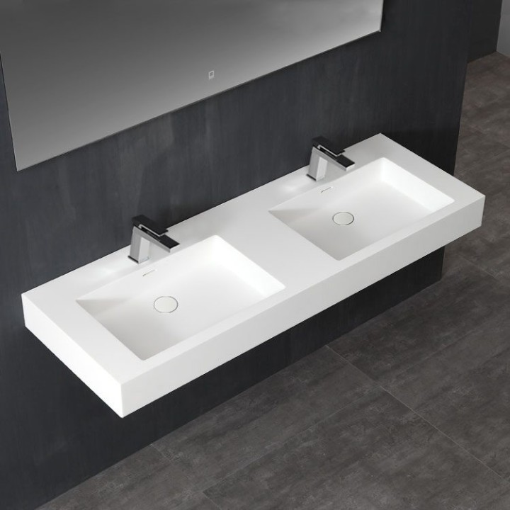 Umyvadlo StoneArt LP4514 z minerálního kamene bílé 140×48 lesklé
