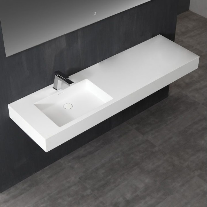 Umyvadlo StoneArt LP4516L z minerálního kamene bílé 160×48 matné