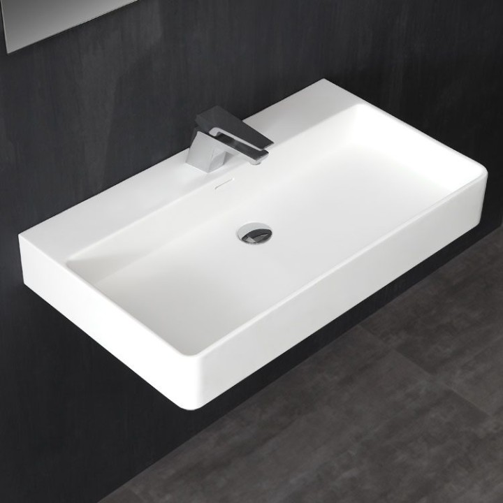 Umyvadlo StoneArt LP6208 z minerálního kamene bílé 80×46 matné