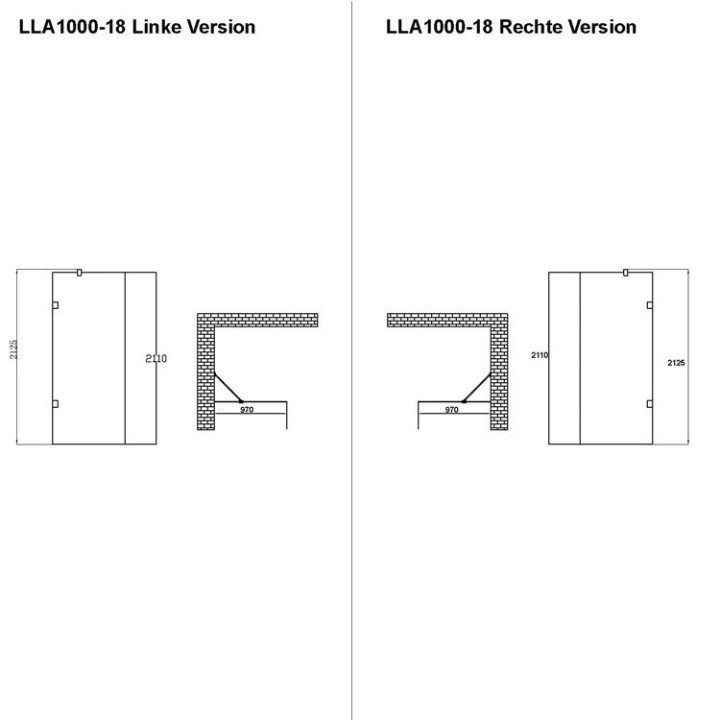 Walk-in sprchová zástěna EAGO AWT LW1000 100×210