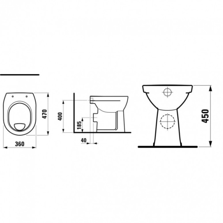 Stojící keramické WC - toaleta - záchod Laufen Pro PK+6cm 47x36x45cm 911010452